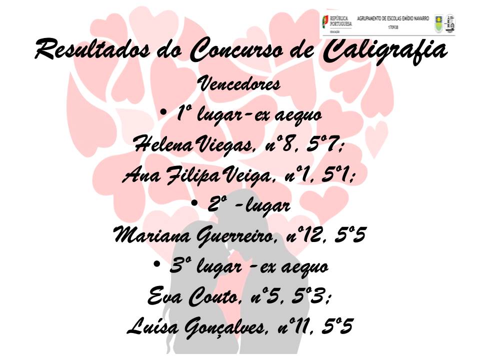 Resultados Caligrafia 5 ano