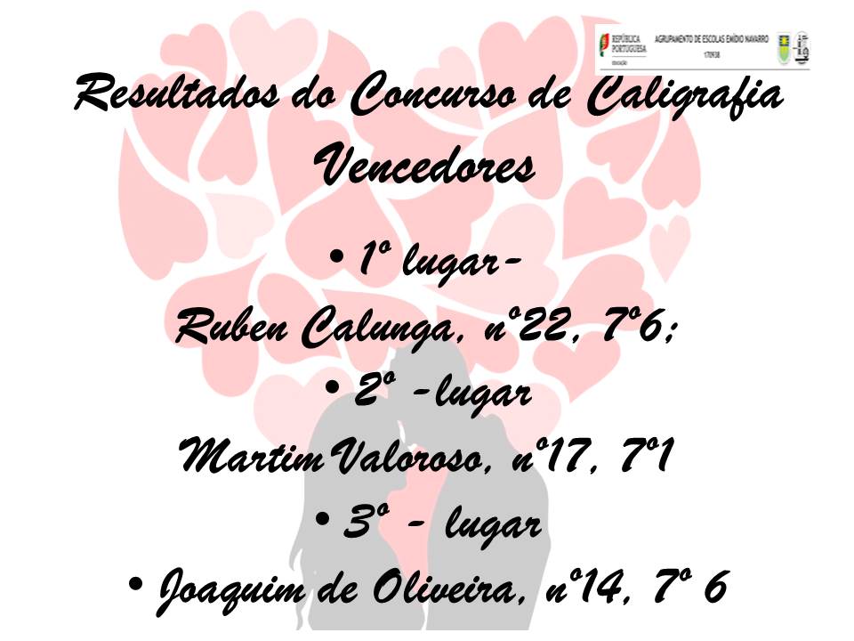 Resultados Caligrafia 7 ano1