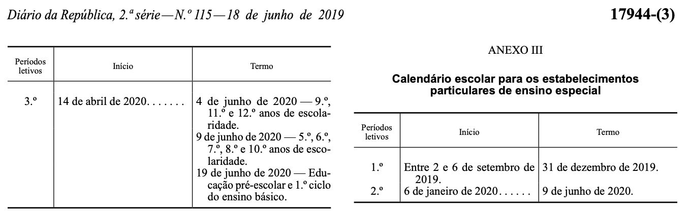 calendario 19 20